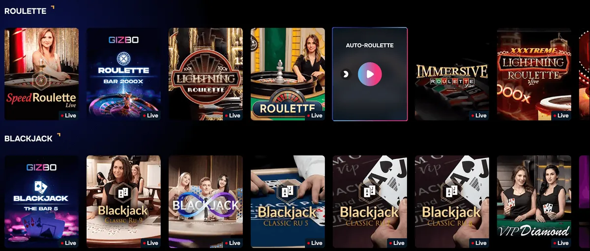 Gizbo casino live casino