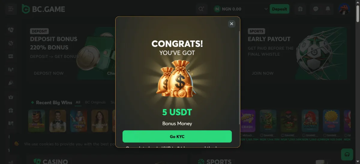 bc.game casino exclusive bonus icon