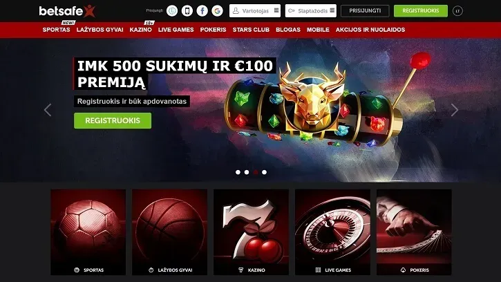 betsafe kazino website screen