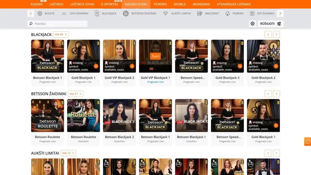 betsson casino live games