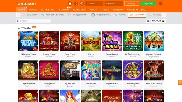 betsson casino slot games