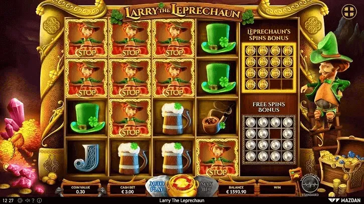 larry the leprechaun slot screen