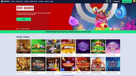 optibet casino website screen