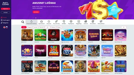 party casino website screen