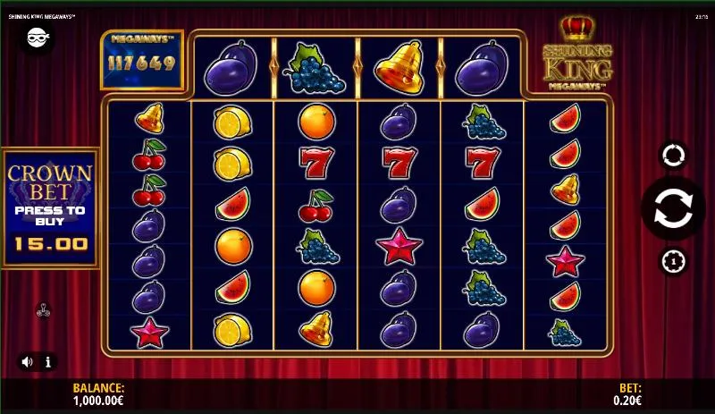 shining king megaways slot screen