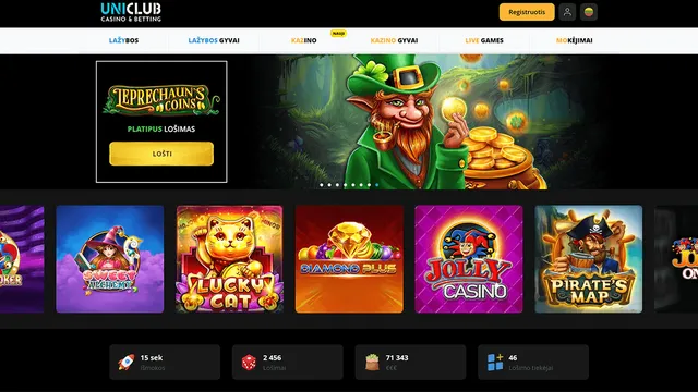 uniclub casino website screen